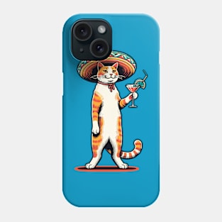 Mexican cat holding a cocktail glass Phone Case