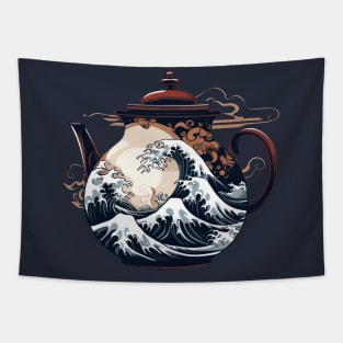 Traditional Japanese Wave in Tea Kettle Tapestry