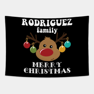 Family Christmas - Merry Christmas RODRIGUEZ family, Family Christmas Reindeer T-shirt, Pjama T-shirt Tapestry