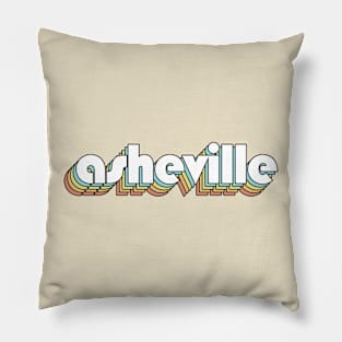 Asheville - Retro Rainbow Typography Faded Style Pillow