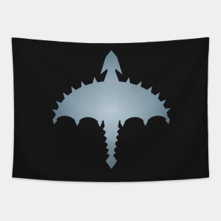 Silver Abstract Digital Cyber Heavy Metal Dragon Design Tapestry