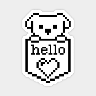 Pixelated Puppy in pocket / Hello sign / Perfect gift for every Kid Magnet