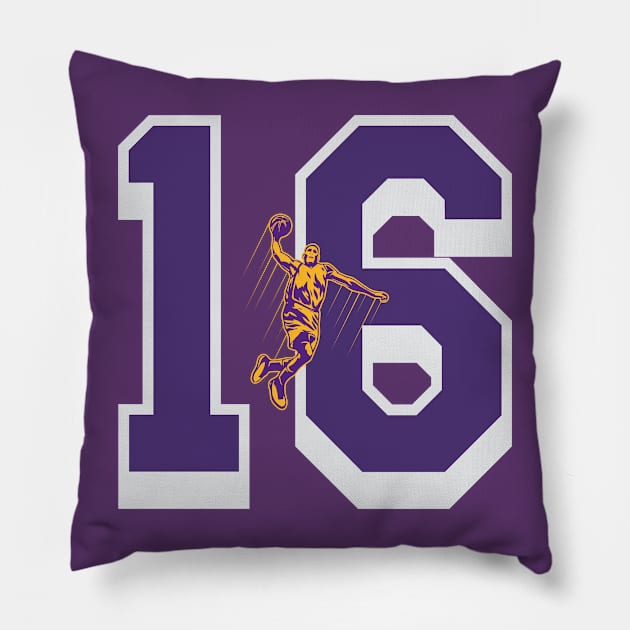 lukers number 16 Pillow by Basketball-Number