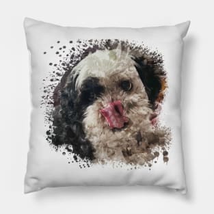 Shih Tzu dog watercolor Pillow