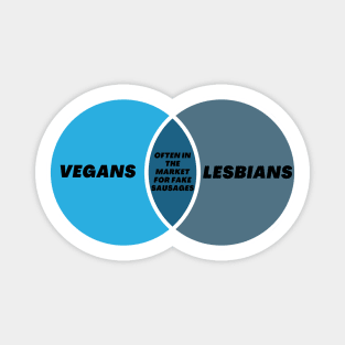 Lesbians & Vegans Often in the Market for Fake Sausages Venn Diagram Magnet