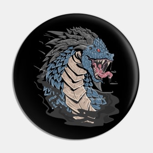 dragon head - blue colour - angry face - dragon boat festival Pin