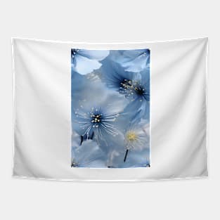 Beautiful white flowers with cool deep blue ascents ! Tapestry