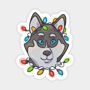 Holiday Husky Magnet