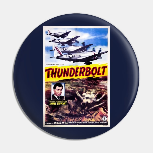 Restored vintage movie poster "Thunderbolt" w/ James "Jimmy" Stewart Pin by vintageposterco