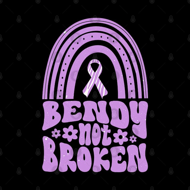 Ehlers-Danlos Syndrome Awareness Ribbon: Bendy Not Broken Purple Boho Rainbow by Jesabee Designs