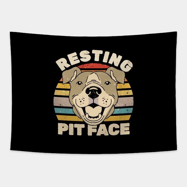 Resting Pit Face - vintage pitbull Tapestry by SUMAMARU