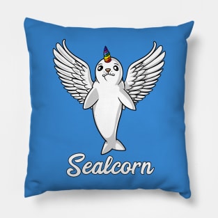Baby Harp Seal Pup Unicorn Pillow