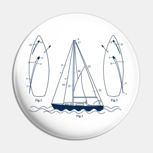 Boat Blueprint Captain Sailing Pin