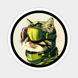 A Cat In A Ski Googles - Gifts for Cat lovers Magnet