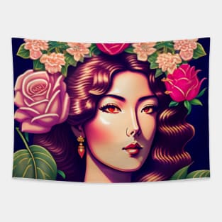 Young Agatha Christie Floral Art Tapestry