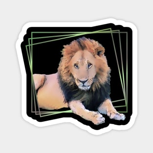 Lion drawing with graphic - big cat in Kenya / Africa Magnet