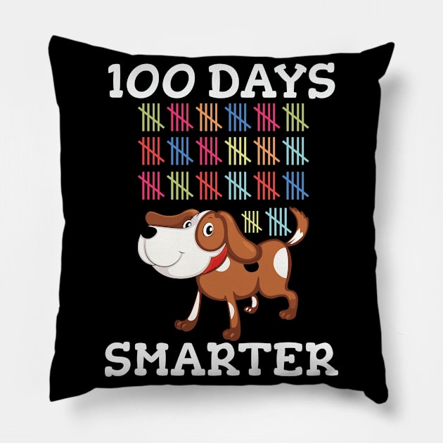 Days Of School 100th Day 100 Cute Dog Smarter Pillow by CrissWild