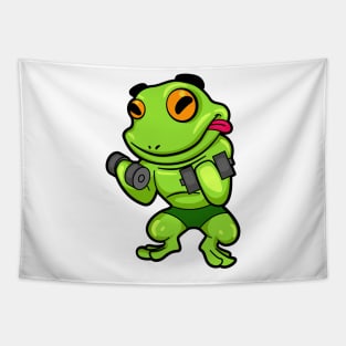 Frog at Biceps training with Dumbbells Tapestry
