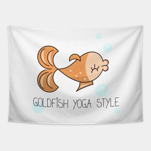 Goldfish yoga style comic draw Tapestry