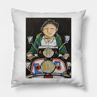 Retro Scooter, Classic Scooter, Scooterist, Scootering, Scooter Rider, Mod Art Pillow