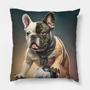 French Bulldog playing soccer Pillow