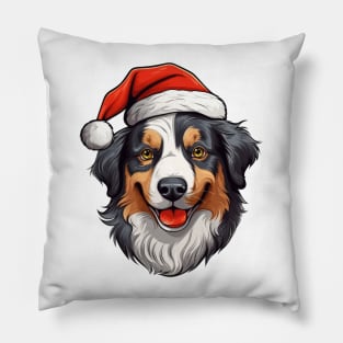 Christmas Dog in Santa Hat Pillow
