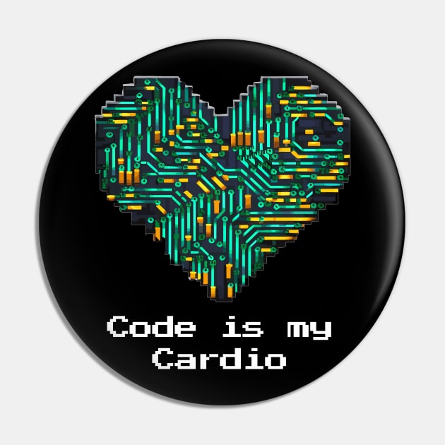 Code is My Cardio | Programmer Heartbeat Tech Pin by DefineWear