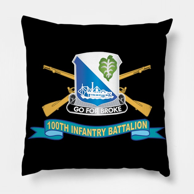 100th Infantry Battalion w Br - SSI - Ribbon X 300 Pillow by twix123844