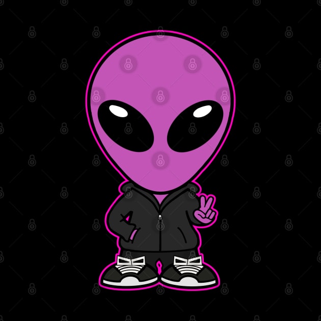 Space Alien Extraterrestrial Peace Hand Sign (Pink) by SpaceAlienTees