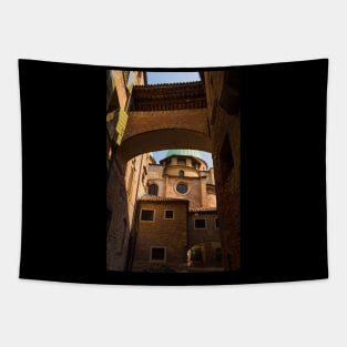 Treviso Cathedral Seen Through Arched Walkway, Italy Tapestry