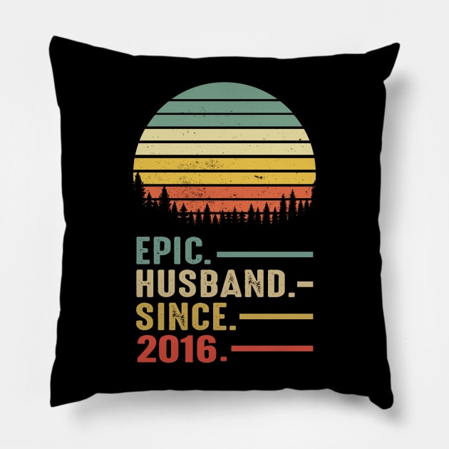 Epic Husband Since 2016 Vintage retro 5 years Marriage Anniversary Pillow by Moe99