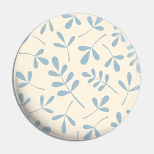 Assorted Leaf Silhouettes Blue on Cream Pin