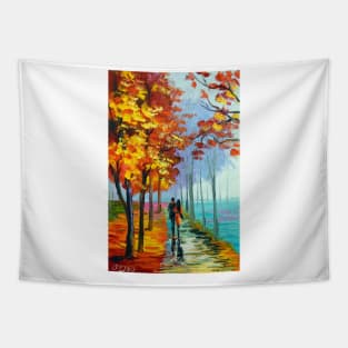 A walk in the autumn Park Tapestry