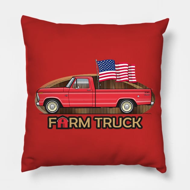 Farm Truck Red Pillow by JRCustoms44