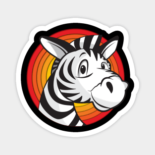 Zebra looking out of a sunset circle Magnet