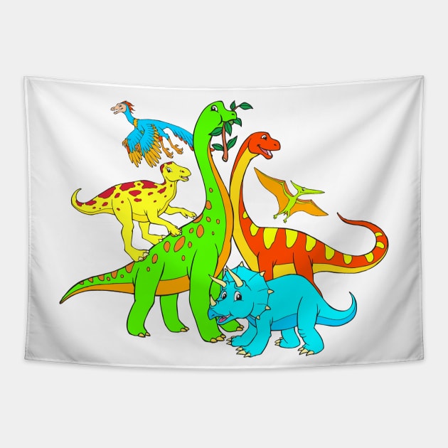 Popular Dinos - Colorful Dinosaur Design for Kids Men Women Tapestry by samshirts