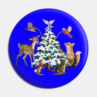 Holiday Woodland Animals Decorate the Tree Pin