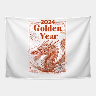 Golden Year Dragon Majestic White T-Shirt Tapestry