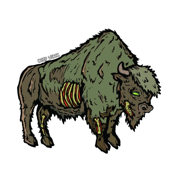 Yellowstone Zombie Bison Buffalo National Park Animal by maroonbeard