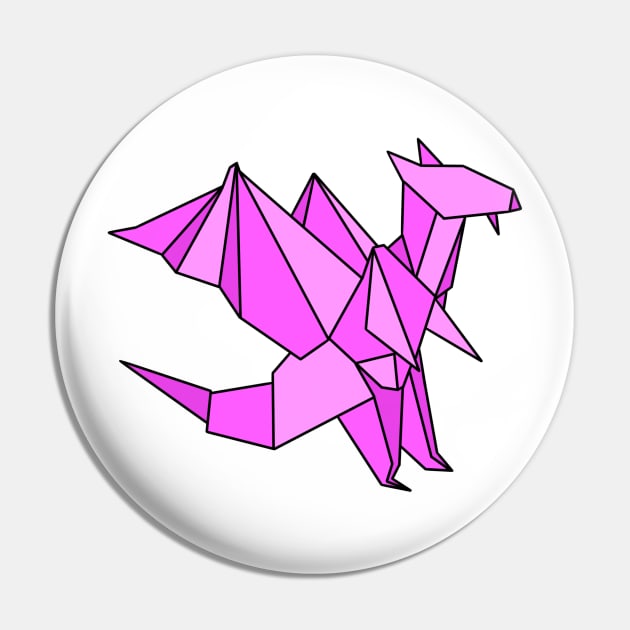 Pink origami dragon Pin by CalliesArt