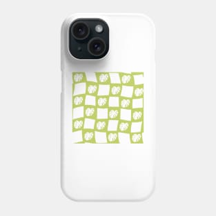 Large Monstera Deliciosa Leaf Checker Board - lime green Phone Case