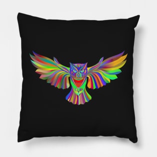 Iridescent prismatic luminescent owl Pillow