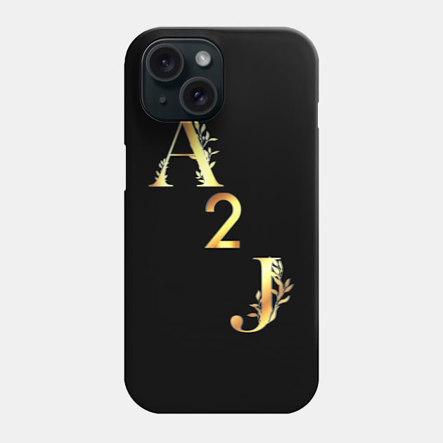 Golden A 2 J Phone Case by Blue Butterfly Designs 