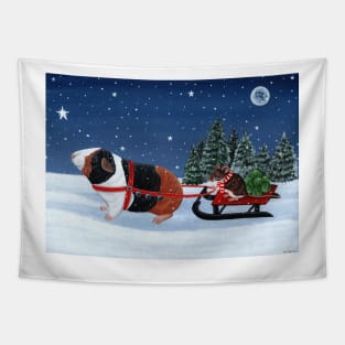 Guinea Pig Pulling Sleigh Tapestry