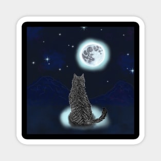 The Cat Caught in Moonlight Magnet