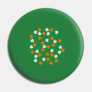 Small Cluster of Shamrock Green White Orange Pin