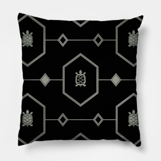 Platinum Turtle Pattern on Black Pillow