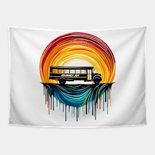 Silhouette Of A School Bus, Journey Joy Tapestry