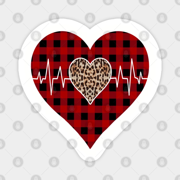 Striped Plaid Printed Heart Valentine's Day Magnet by Nicolas5red1