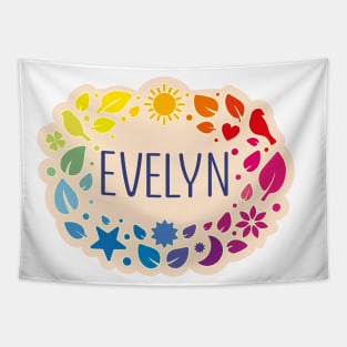 Evelyn  name with colorful leaves Tapestry